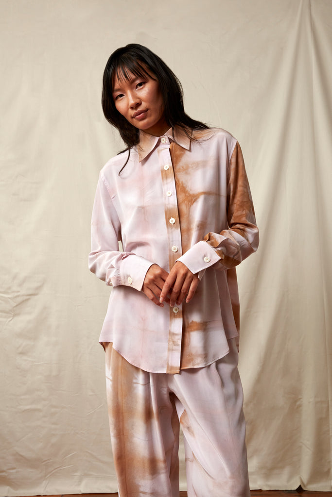 Botanical Silk Blouse - Cochineal, Madder Root, and Tree bark