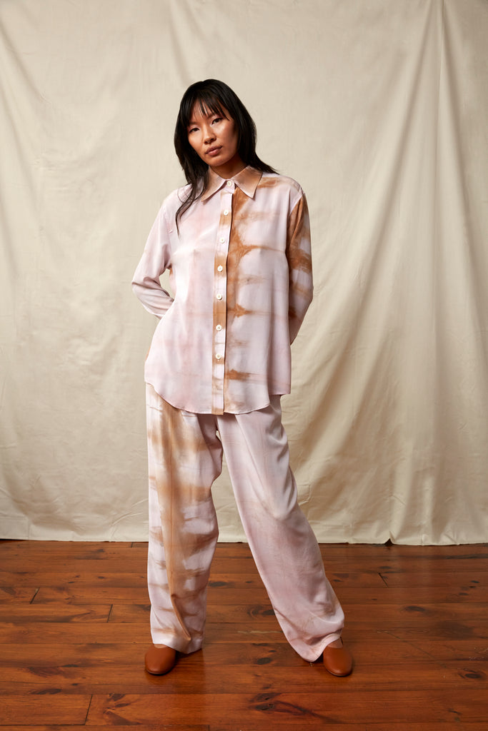 Botanical Silk Pants - Cochineal, Madder Root, and Tree bark