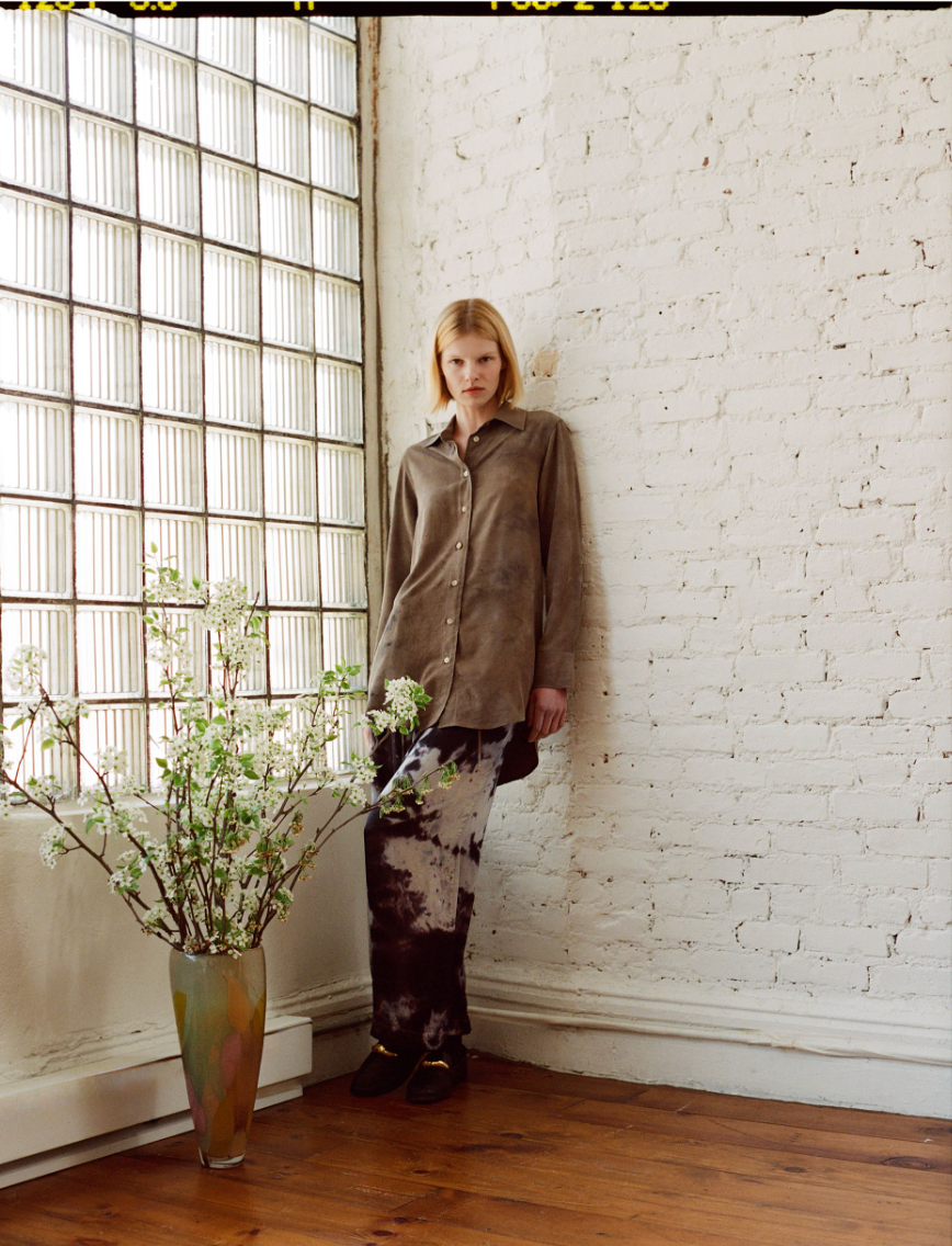 botanical button down in ash