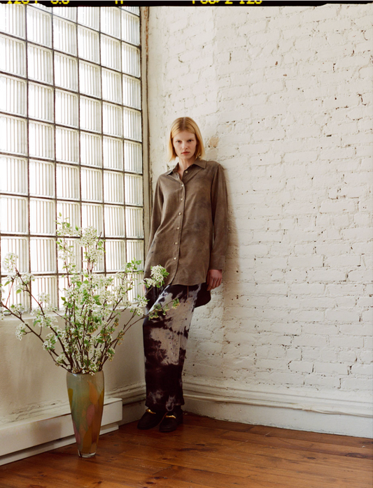botanical button down in ash