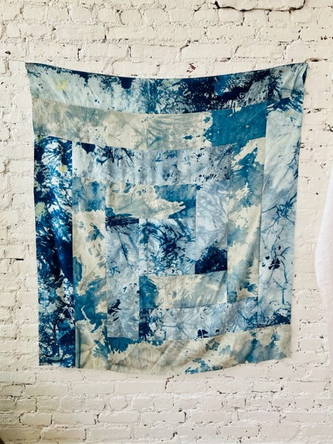 Indigo quilted curtain
