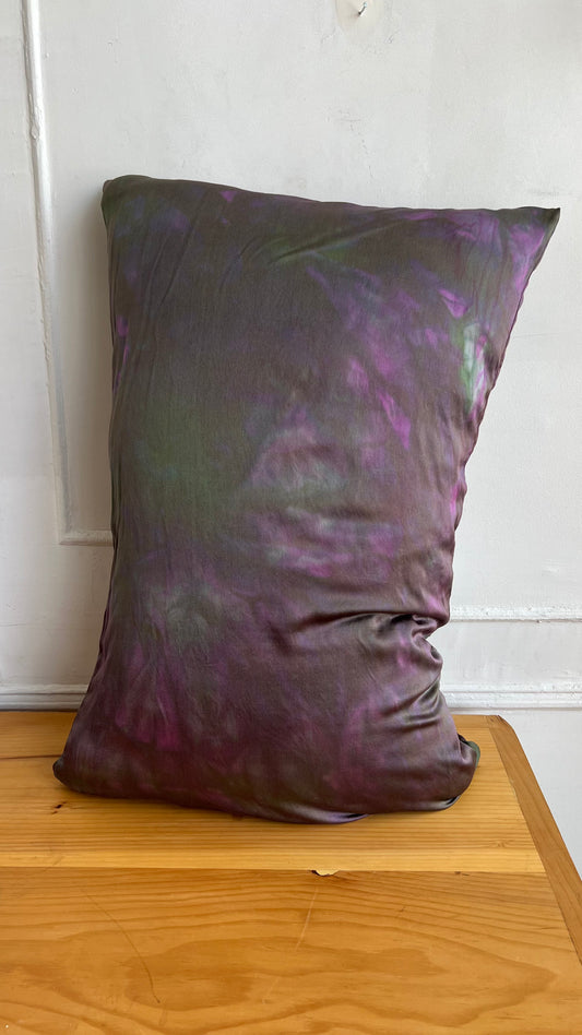 sample sale silk pillow in eggplant