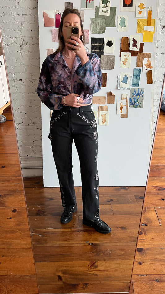 sample sale ꩜  black denim swirl pant ꩜