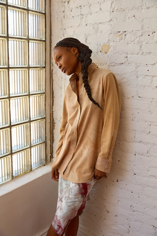 button down shirt in mushroom