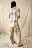 Botanical Silk Pants - Tree Bark, Indigo, and Chorolophyll