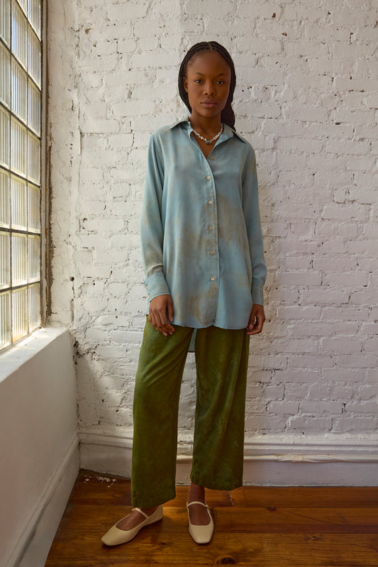 Botanical button down in River
