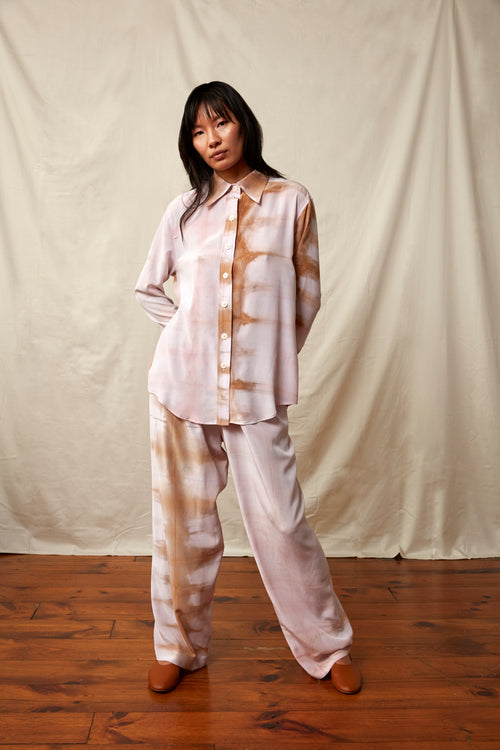 Botanical Silk Pants - Cochineal, Madder Root, and Tree bark