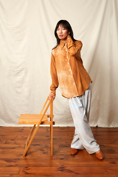 Botanical Silk Blouse -Bark