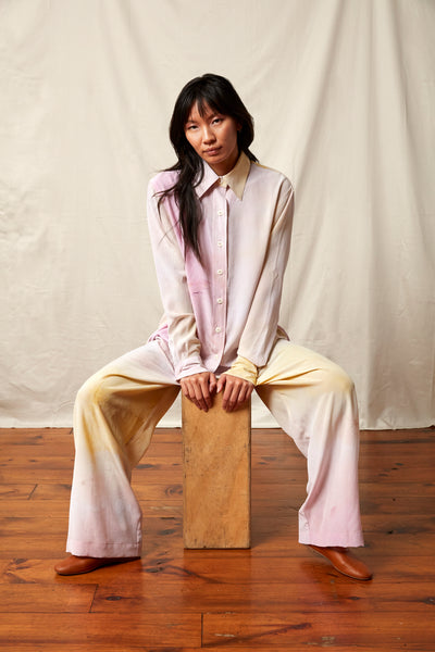 Botanical Silk Blouse - Cochineal and Marigold Flowers