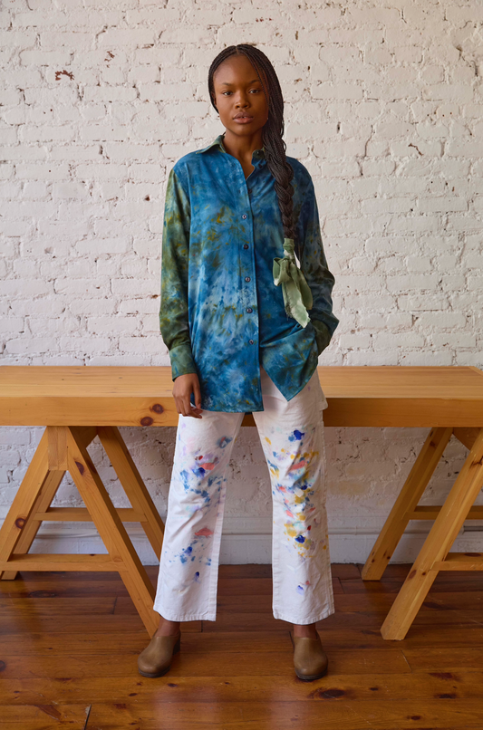 button down in raw silk