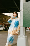 Botanical Silk Blouse - Tree Bark and Indigo
