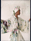 Raw silk robe in Garden Party