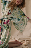 Raw silk robe in Garden Party