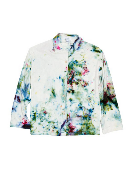 Botanical Silk Blouse - Cochineal and Marigold Flowers