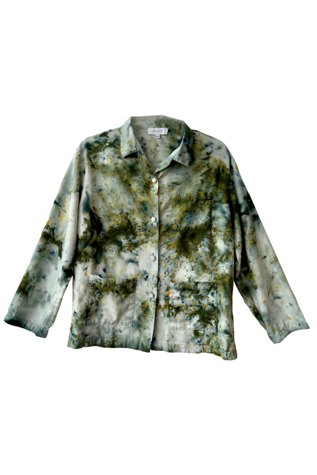 Botanical Silk Blouse -Bark